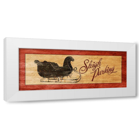 Sleigh Parking White Modern Wood Framed Art Print by SD Graphics Studio