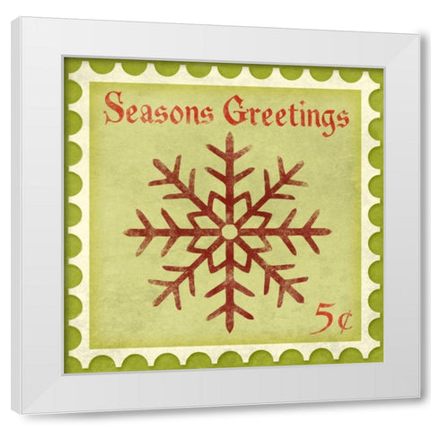 Holiday Stamp I White Modern Wood Framed Art Print by SD Graphics Studio