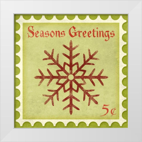 Holiday Stamp I White Modern Wood Framed Art Print by SD Graphics Studio