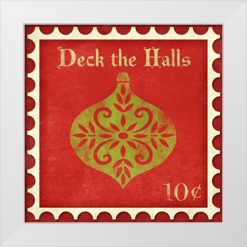 Holiday Stamp IV White Modern Wood Framed Art Print by SD Graphics Studio