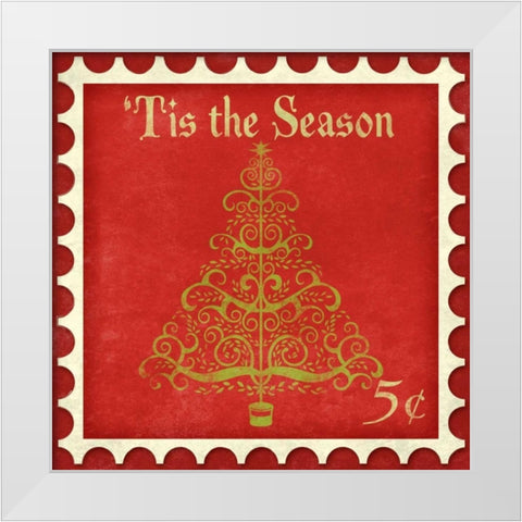 Holiday Stamp II White Modern Wood Framed Art Print by SD Graphics Studio