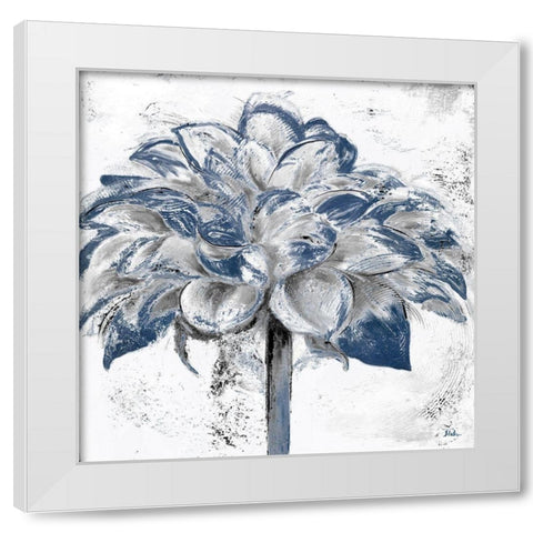 Navy Blue Dahlia White Modern Wood Framed Art Print by Pinto, Patricia