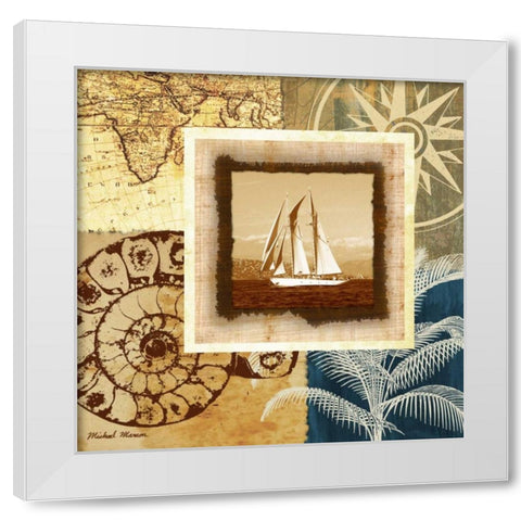Sailing the Seas I White Modern Wood Framed Art Print by Marcon, Michael