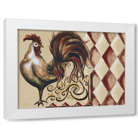 Rules the Roosters Plaid I White Modern Wood Framed Art Print by Hakimipour, Tiffany