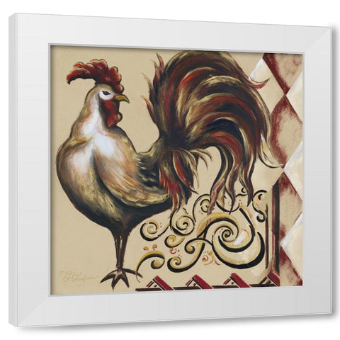 Rules the Roosters Square I White Modern Wood Framed Art Print by Hakimipour, Tiffany