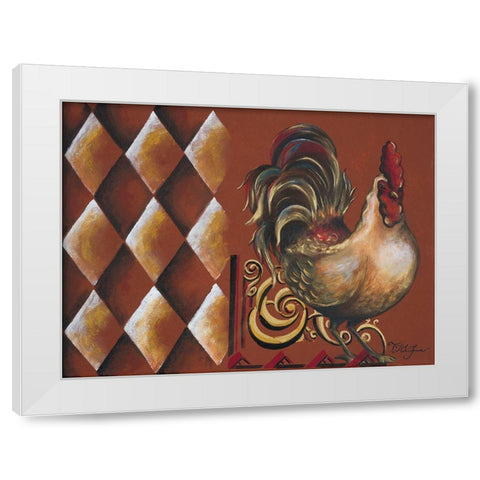 Rules the Roosters II White Modern Wood Framed Art Print by Hakimipour, Tiffany