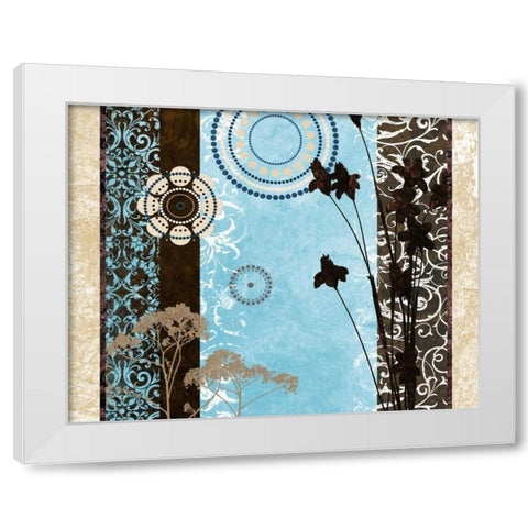 Blue Santorini Garden I White Modern Wood Framed Art Print by Marcon, Michael