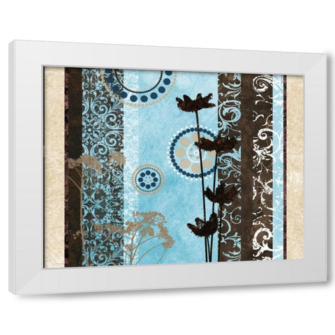 Blue Santorini Garden II White Modern Wood Framed Art Print by Marcon, Michael