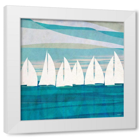 Afternoon Regatta II White Modern Wood Framed Art Print by Meneely, Dan
