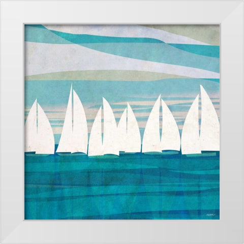 Afternoon Regatta II White Modern Wood Framed Art Print by Meneely, Dan