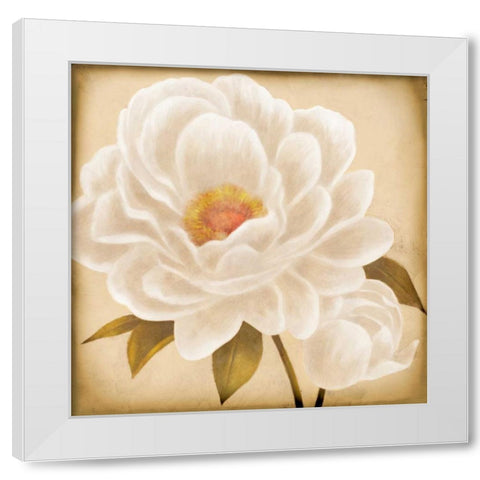 White Peonies I White Modern Wood Framed Art Print by Rhyan, Vivien
