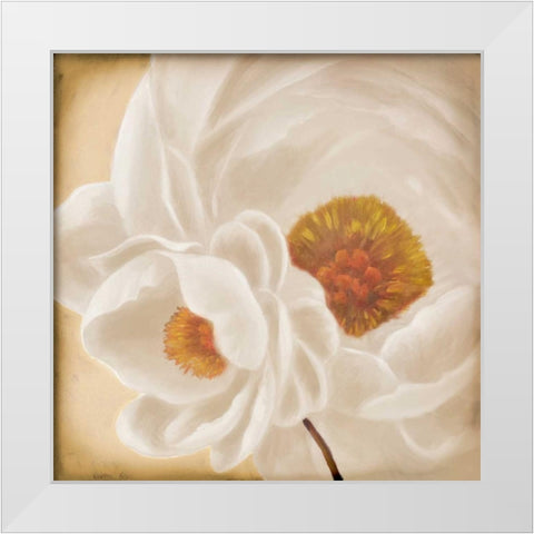 White Peonies II White Modern Wood Framed Art Print by Rhyan, Vivien