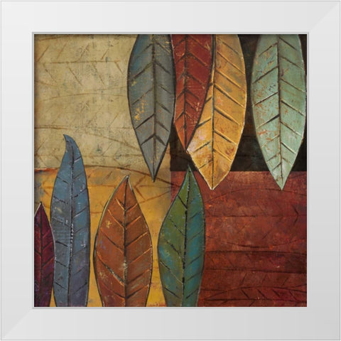 Tall Leaves Square II White Modern Wood Framed Art Print by Pinto, Patricia