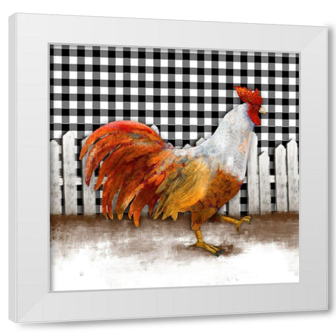 Morning Rooster I White Modern Wood Framed Art Print by Meneely, Dan