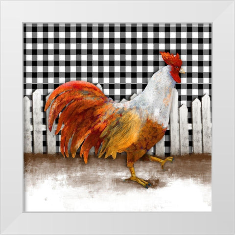 Morning Rooster I White Modern Wood Framed Art Print by Meneely, Dan