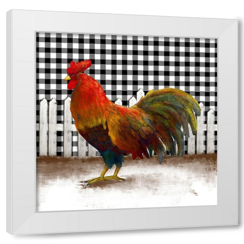 Morning Rooster II White Modern Wood Framed Art Print by Meneely, Dan