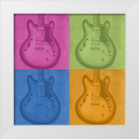 Colorful Guitar Pack White Modern Wood Framed Art Print by Hakimipour, Tiffany