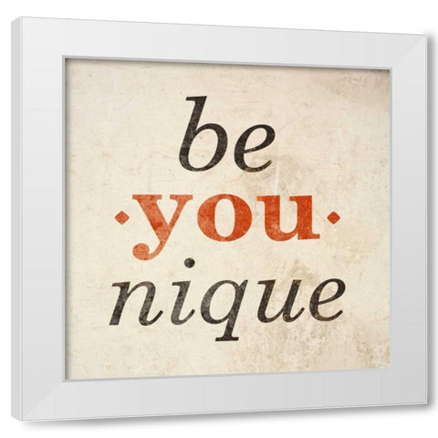Be-You-nque White Modern Wood Framed Art Print by SD Graphics