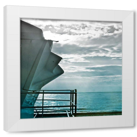 On a Teal Beach I White Modern Wood Framed Art Print by Rodriguez, Jairo