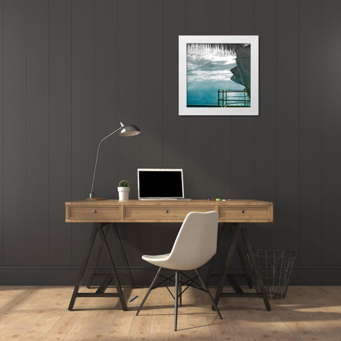 On a Teal Beach II White Modern Wood Framed Art Print by Rodriguez, Jairo