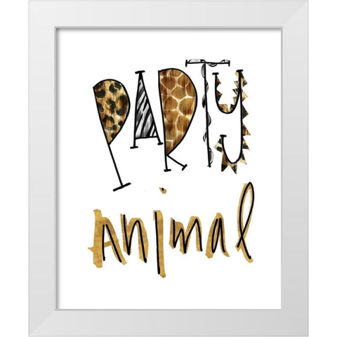 Party Animal White Modern Wood Framed Art Print by Biscardi, Nicholas