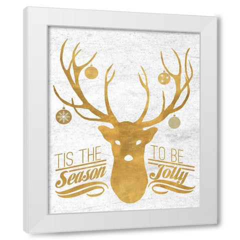 Jolly Reindeer White Modern Wood Framed Art Print by Biscardi, Nicholas