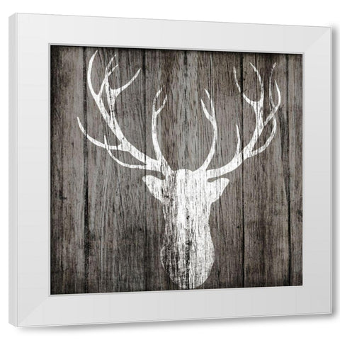 Sophisticated Deer on Wood White Modern Wood Framed Art Print by Biscardi, Nicholas