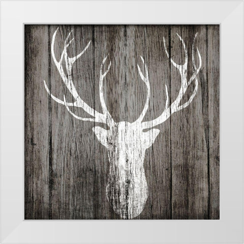 Sophisticated Deer on Wood White Modern Wood Framed Art Print by Biscardi, Nicholas