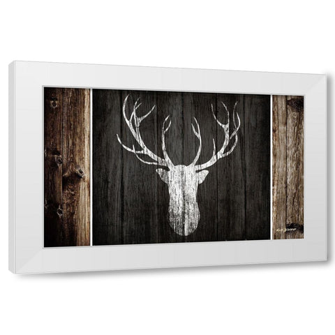 Sophisticated Deer on Wood White Modern Wood Framed Art Print by Biscardi, Nicholas