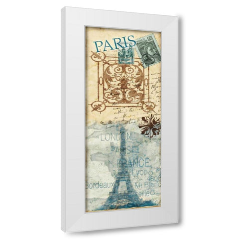 Paris Postage White Modern Wood Framed Art Print by Biscardi, Nicholas