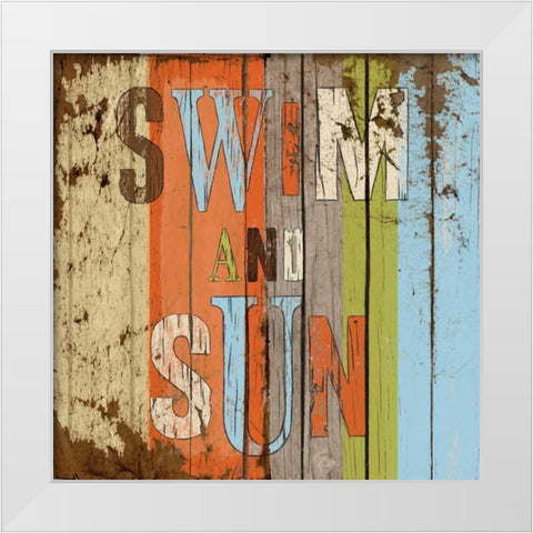 Swim and Sun White Modern Wood Framed Art Print by Medley, Elizabeth
