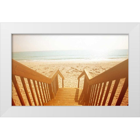 Beach Stairs White Modern Wood Framed Art Print by Bryant, Susan