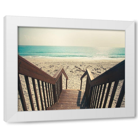 Beach Stairs White Modern Wood Framed Art Print by Bryant, Susan