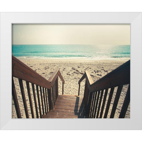 Beach Stairs White Modern Wood Framed Art Print by Bryant, Susan