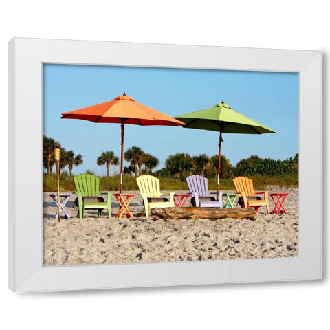 Beach Chairs White Modern Wood Framed Art Print by Mansfield, Kathy