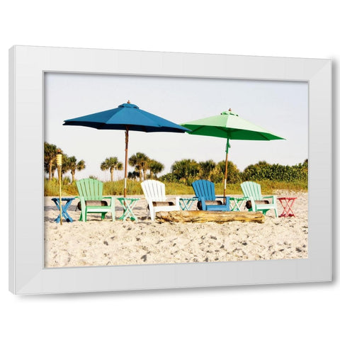 Beach Chair Layout White Modern Wood Framed Art Print by Mansfield, Kathy