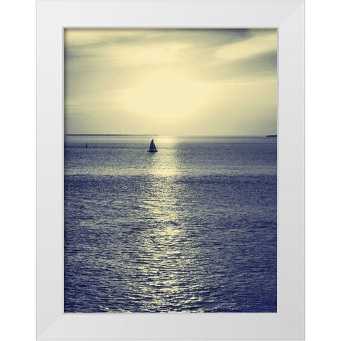 Sailboat at Blue Sunset White Modern Wood Framed Art Print by Mansfield, Kathy