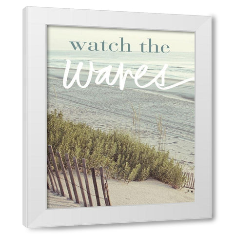 Watch the Waves White Modern Wood Framed Art Print by Mansfield, Kathy