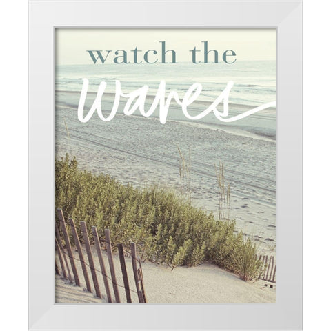 Watch the Waves White Modern Wood Framed Art Print by Mansfield, Kathy