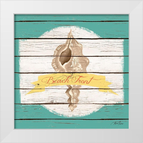Beach Front Teal White Modern Wood Framed Art Print by Ritter, Gina