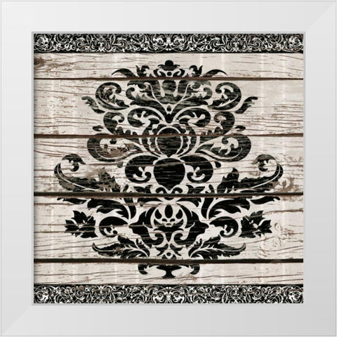 Damask Stripe I White Modern Wood Framed Art Print by Medley, Elizabeth