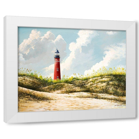 Lighthouse I White Modern Wood Framed Art Print by Nawrocke, Bruce