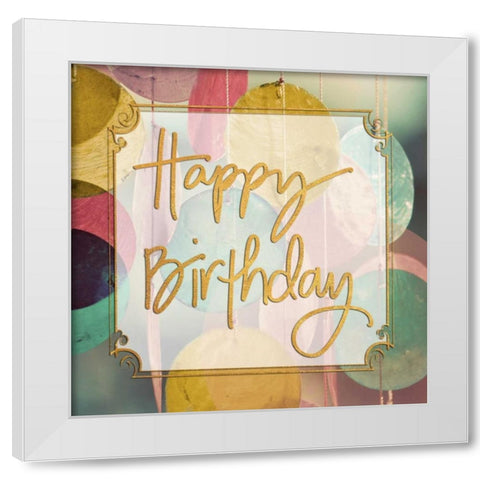 Happy Birthday White Modern Wood Framed Art Print by Peck, Gail