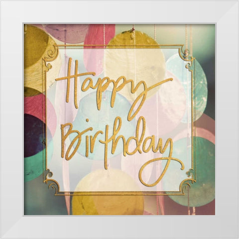 Happy Birthday White Modern Wood Framed Art Print by Peck, Gail