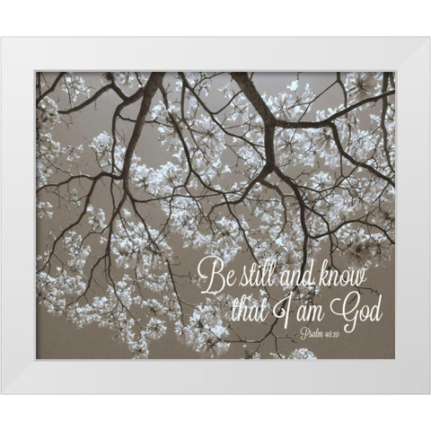 Be Still White Modern Wood Framed Art Print by Peck, Gail
