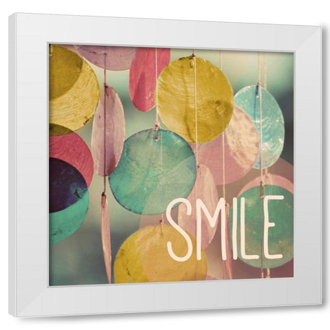 Smile White Modern Wood Framed Art Print by Peck, Gail