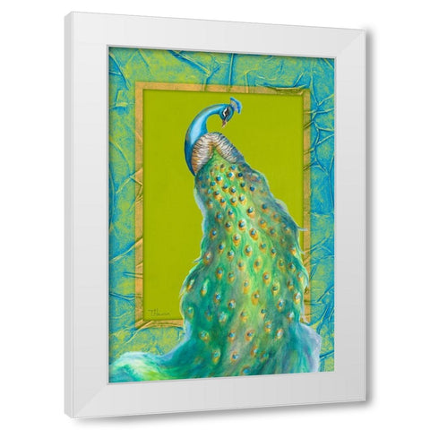 Peacock Daze I White Modern Wood Framed Art Print by Hakimipour, Tiffany