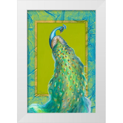 Peacock Daze II White Modern Wood Framed Art Print by Hakimipour, Tiffany