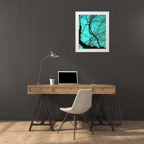 Branches on Teal II White Modern Wood Framed Art Print by Peck, Gail
