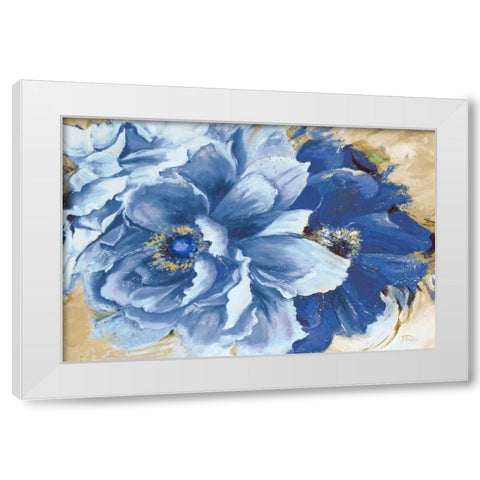 Beautiful Peonies in Indigo White Modern Wood Framed Art Print by Pinto, Patricia